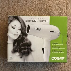 Conair White 1875 Watt Mid-Size Hair Dryer